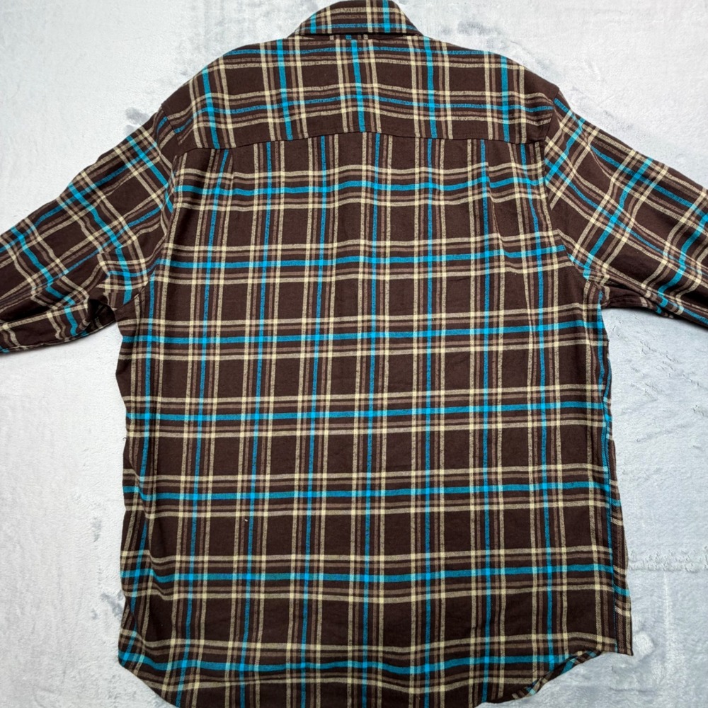 The American Outdoorsman Flannel Shirt Mens L Brown Plaid Long Sleeve Button Up - Picture 2 of 12